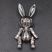 1pcs silver plated 3d large hip hop rabbitlimbs can move necklace metal pendant diy charm sweater chain jewelry crafts making