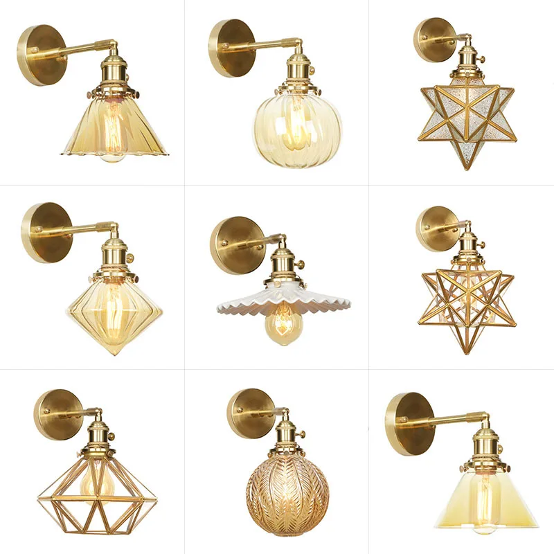 Nordic Style Glass Ball Wall Light Fixtures Switch Bedroom Living Room Mirror Copper Wall Lamp Sconce Aplique De Pared