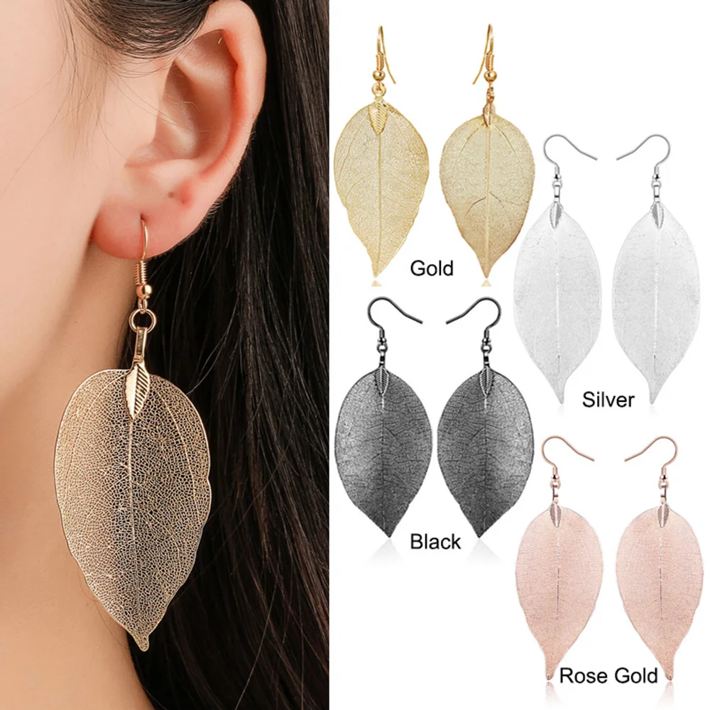 Delicate Dangle Earrings Pendant Hook Earring Hollow For Women Leaf Shape Lightweight | Украшения и аксессуары
