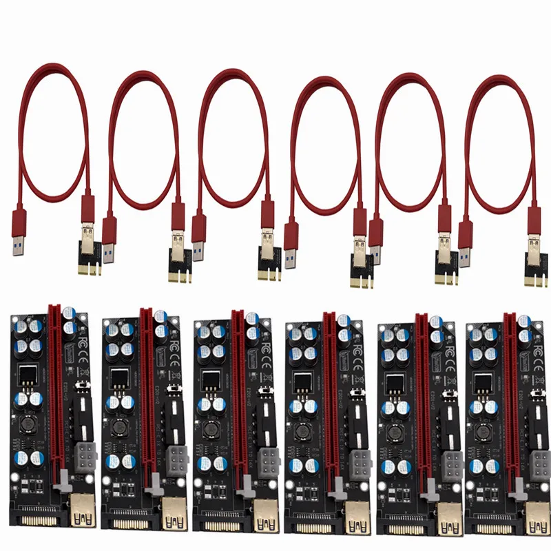 

Новейшее обновление PCIE увеличитель карты емкости 6Pin супер стабильный PCI Express 16X увеличитель видеокарты для майнинга биткоинов