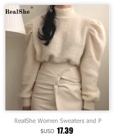 RealShe, вязаный женский свитер, длинный рукав, ассиметричный свитер, Женский пуловер, Зимние Повседневные свитера для девушек