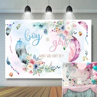 gender reveal party backdrop backdrop boy or girl pink blue feather flower baby shower party decoration