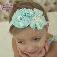 nishine chiffon flower children headband baby girls pearl crown hair band kid accessories princess headwear newborn photo props