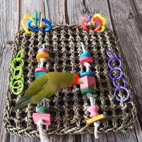 pet bird bite toys handmade sea grass climbing net funny hanging hook bird ladder toy pet birds playing supplies