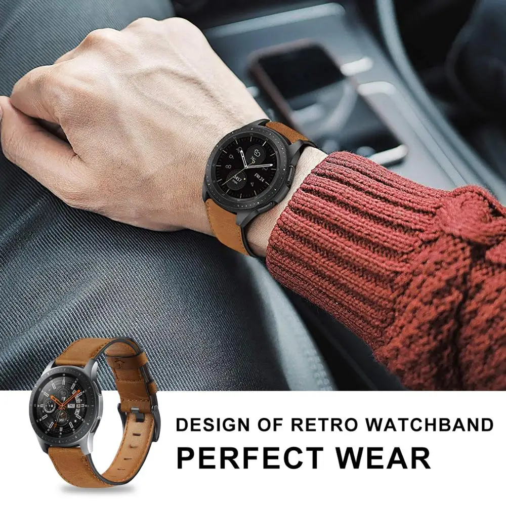 Ремешок из натуральной кожи для samsung Galaxy watch 46 мм ремешок Gear S3 браслет Huawei gt 2 2e Honor