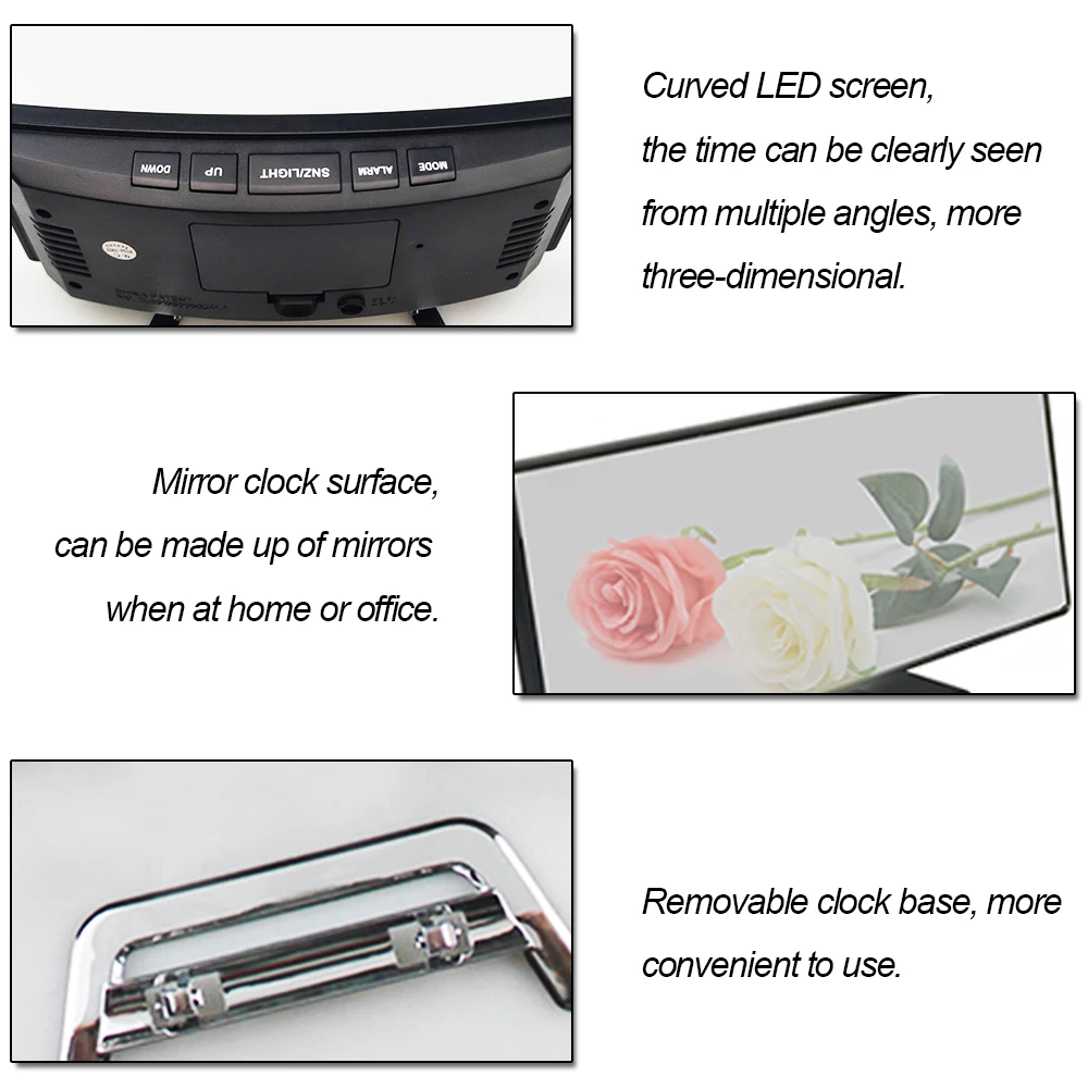 Цифровой будильник настольные часы изогнутый СВЕТОДИОДНЫЙ экран для детской