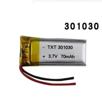 301030 3 7v 70mah lithium polymer rechargeable battery for mp3 mp4 toy bluetooth headset recording pen smart band selfie stick