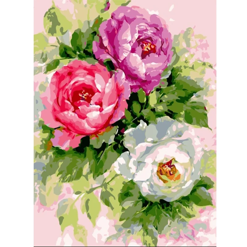 

Red Rose Flower Painting By Numbers Paint Kits Oil Painting Number Canvas Pictures Painting Unique Gift For Living Room