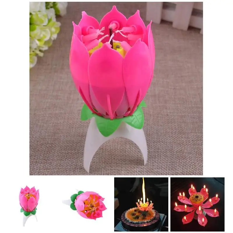 Музыкальная свеча Joy пение на день рождения в виде цветущего лотоса новинка свечи