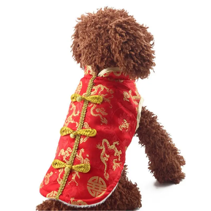Китайская шелковая одежда для домашних животных собак кошек щенков Тан пальто