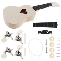 21 inch soprano ukulele diy kits basswood hawaii guitar with heart shape hole for handwork painting parents child campaign