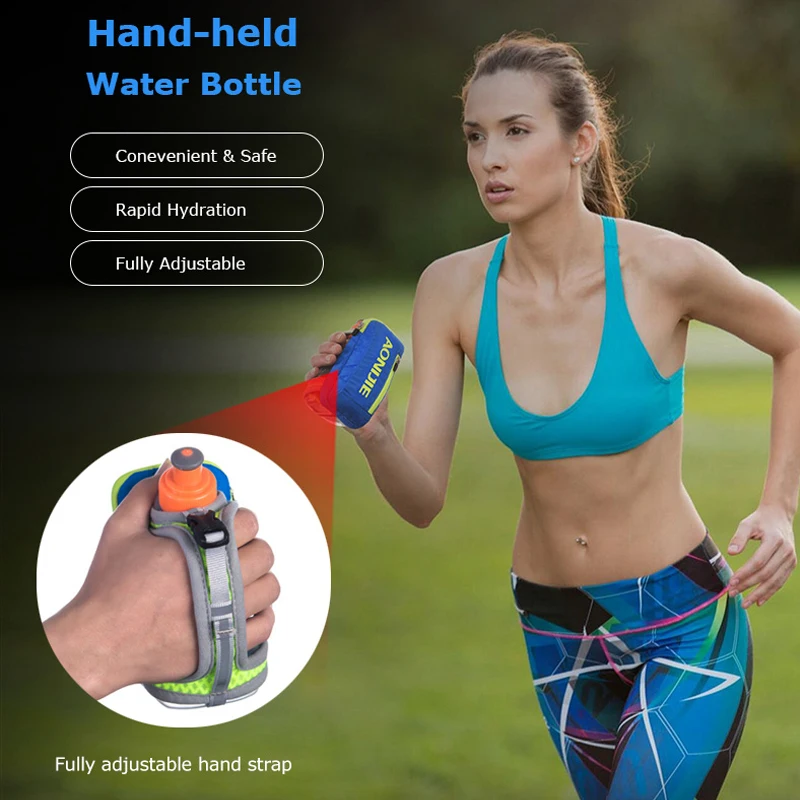 AONIJIE E907 Running Hand-free Hand-held Water Bottle Holder Wrist Storage Bag Hydration Pack Hydra Fuel Flask Marathon Race