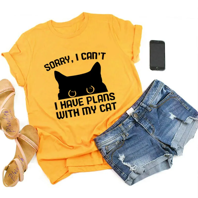 Извините я не могу задумать что мой кот женские футболки с коротким рукавом топы
