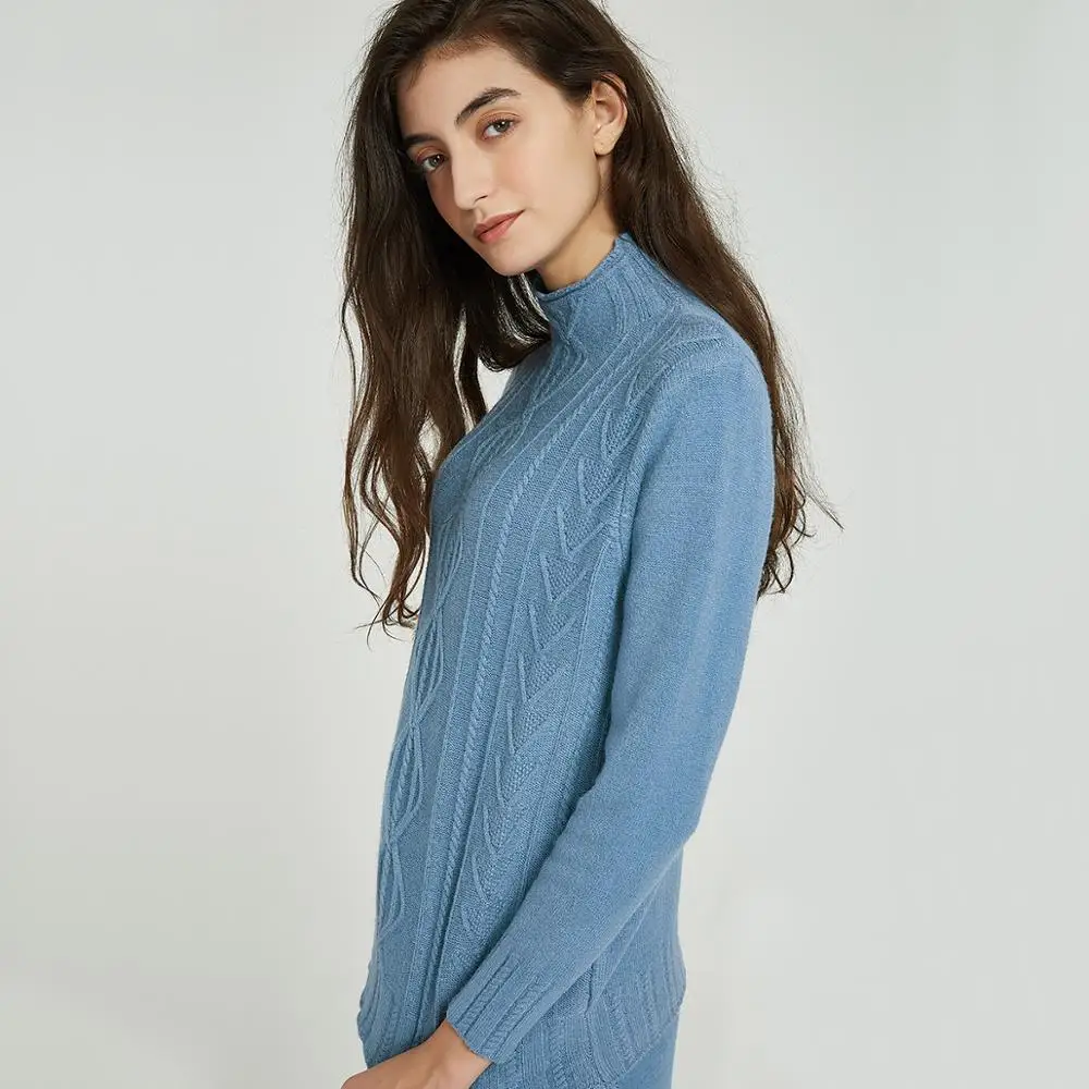 Wixra женский свитер костюмы и комплект Повседневный с высоким воротом штаны 2