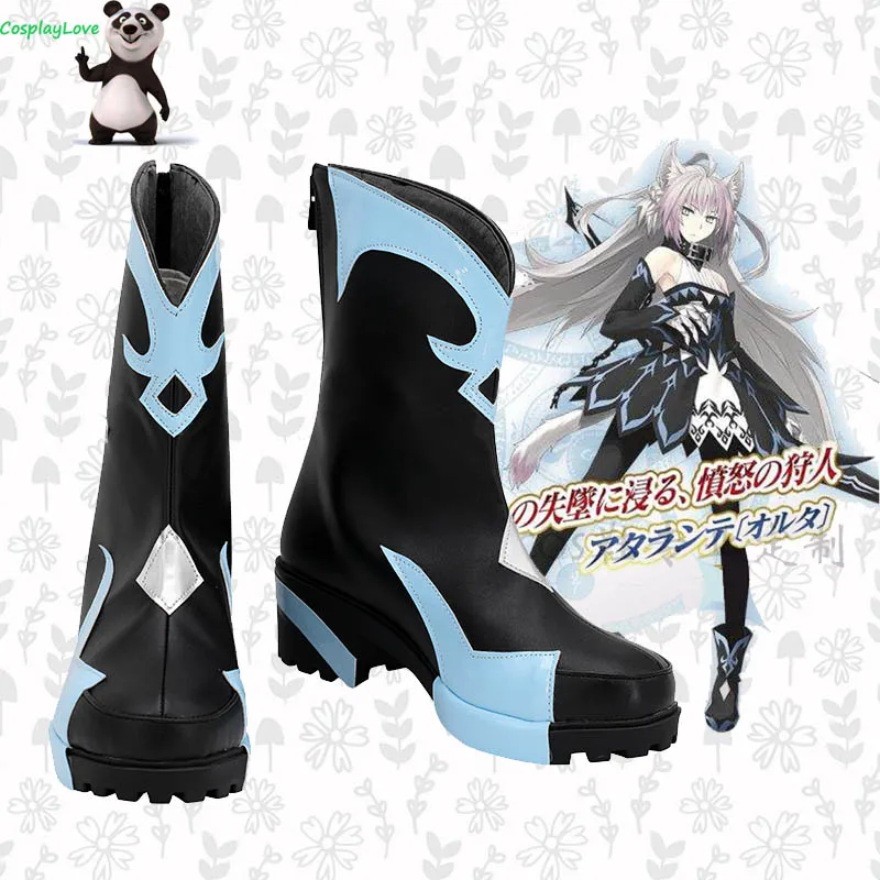 Черные кожаные сапоги для косплея FGO Fate Apocrypha Grand Order Berserker Atalanta длинные на заказ