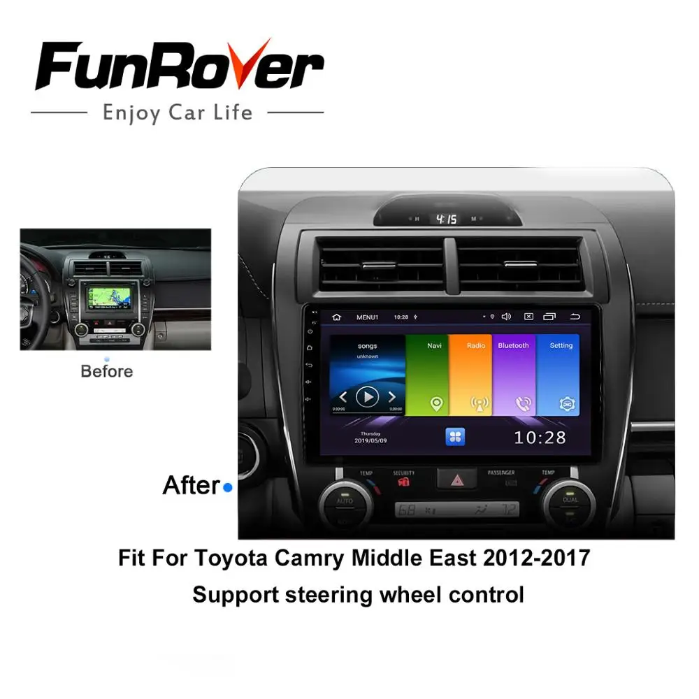 Автомобильный мультимедийный плеер FUNROVER 10 1 дюйма 2 din Android 8 0 gps для Toyota Camry USA и Mid East