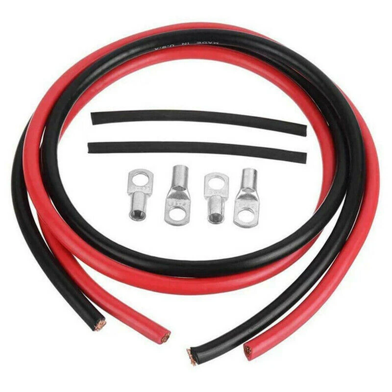 

2pcs 12V Battery Ground Cable Power Cable 5AWG Battery Connection Cable Terminal Kit Copper Wire Terminal Car Inverter Wire