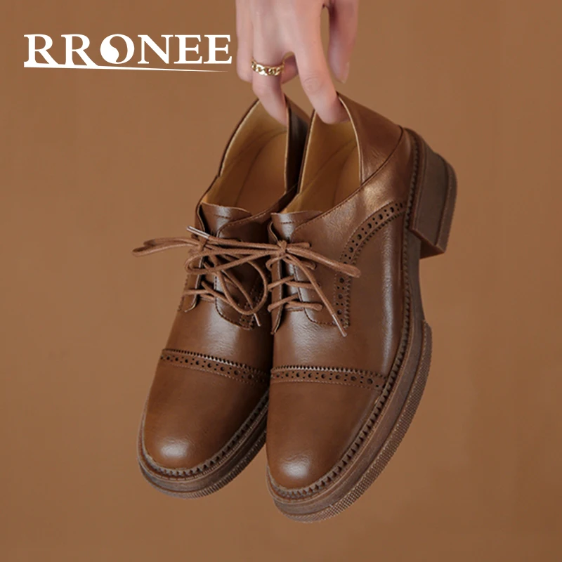 

2021 new autumn handsome British leather strap thick sole British style Brock single shoes
