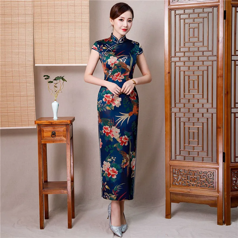 Китайское свадебное платье женское Cheongsam тонкое китайское традиционное платье женское длинное Qipao для свадебной вечеринки платье размера плюс