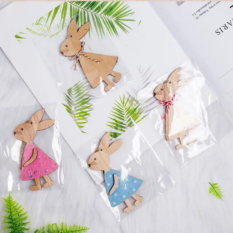 Новейший милый декоративный Пасхальный кролик Деревянный DIY Висячие поделки
