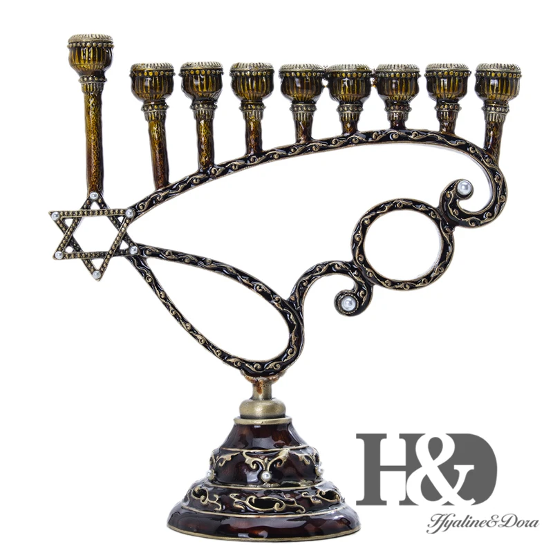 Star of David H&D ручной работы Hanukkah 9 ветка Шестиугольная Звезда Давида подсвечник Menorah еврейская лампа Chanukah подсвечники вечерние украшения - Цвет: Star of David