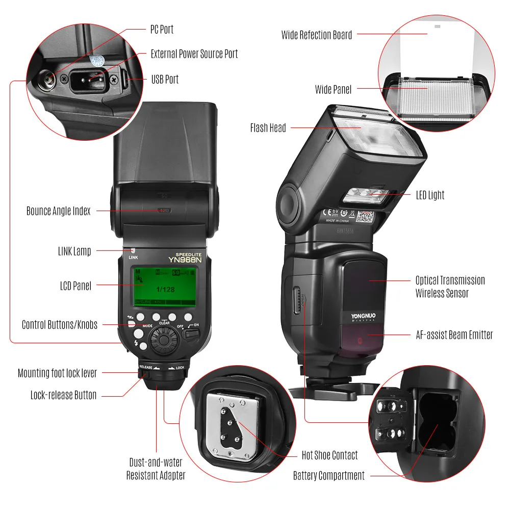 YONGNUO YN968N Беспроводная вспышка Speedlite YN968 N ttl оснащен светодиодный светильник для