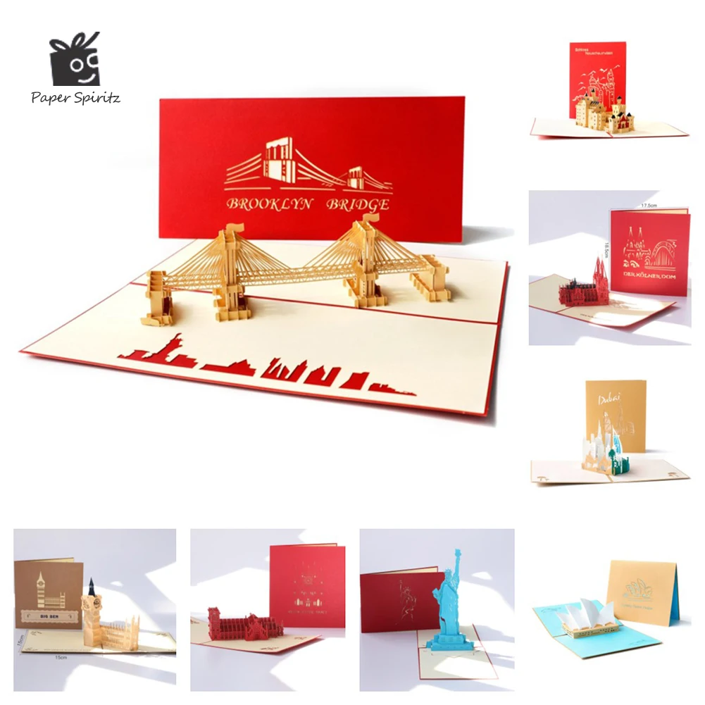 

3D Pop-Up Cards Gifts Architecture Greeting Cards Birthday Christmas Card Wedding Invitation Anniversary Postcards Gift