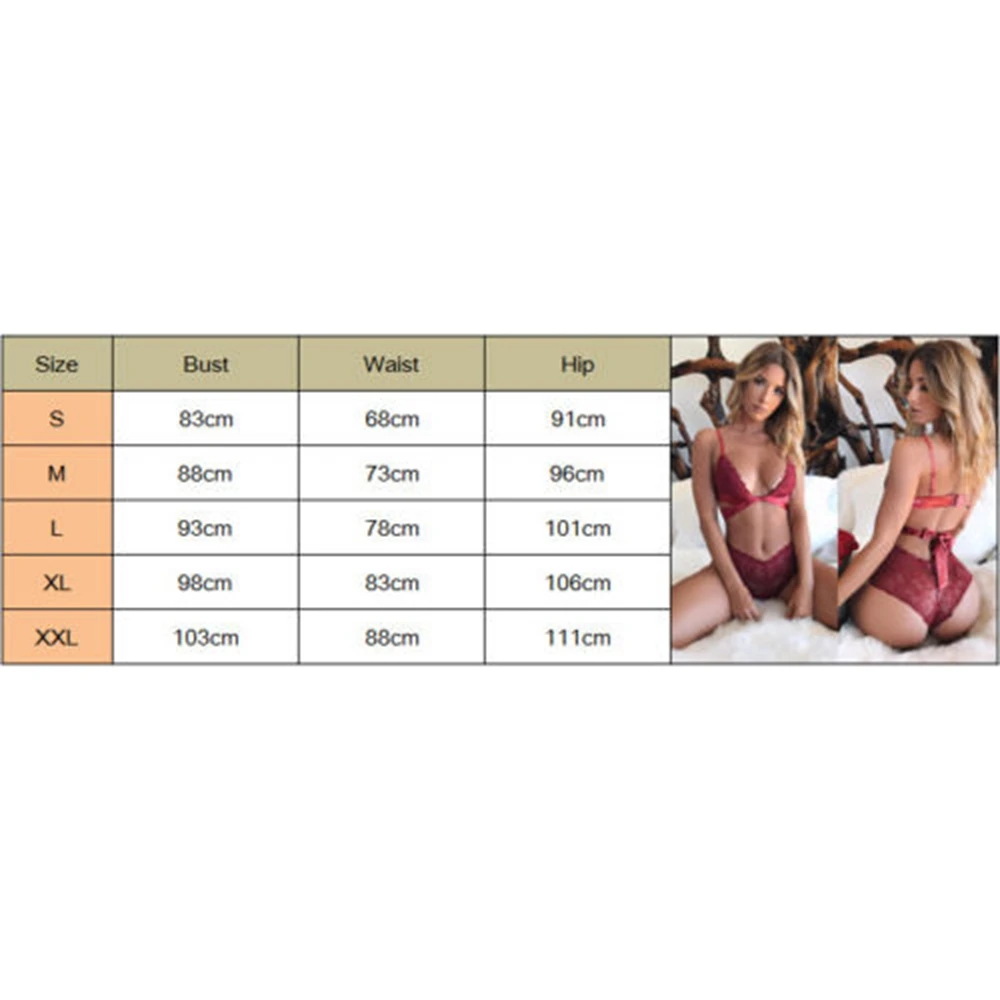 Комплект женского кружевного нижнего белья из 2 предметов с V-образным вырезом |