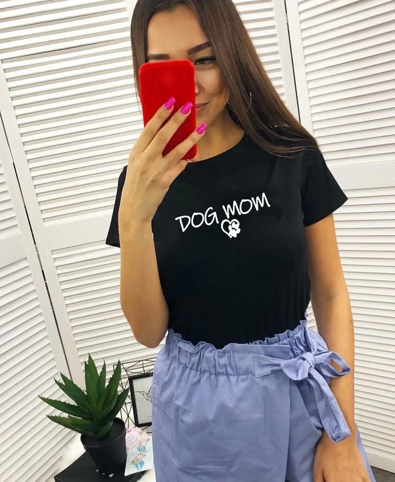 

Women's Shirt Dog Lover Paw Print Pawprints Heart Shirt Mom Life Dogs Tee Tops Summer Women Pet Lover T-shirt DOG MOM Shirt