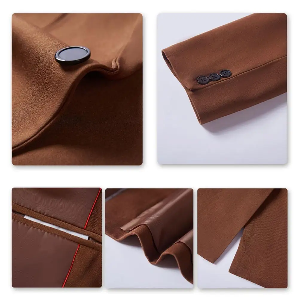 Мужской однотонный повседневный костюм из двух предметов (пиджак + брюки) для