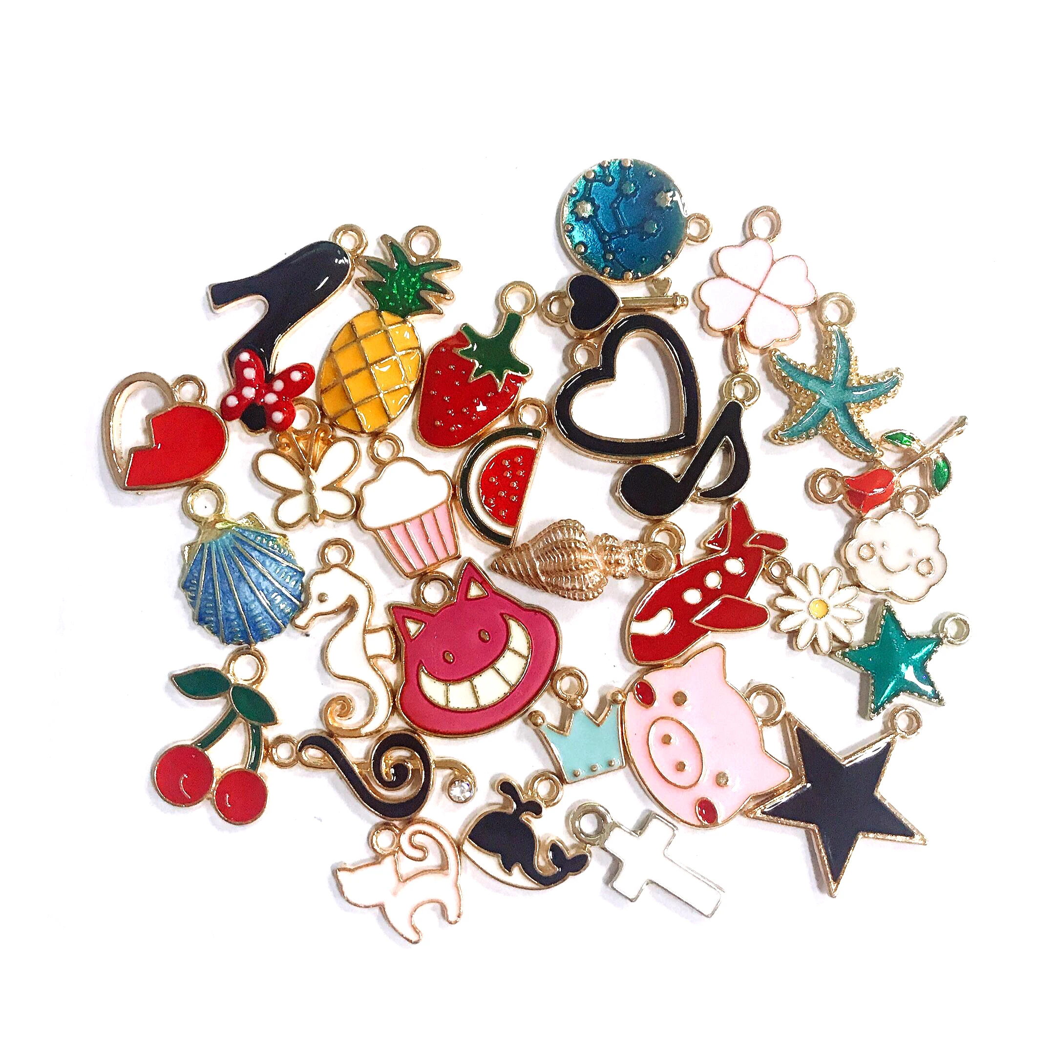 

1Set DIY Bangle Making Kit With Expandable Bangle 304 Stainless Steel Jump Rings Alloy Enamel Pendants