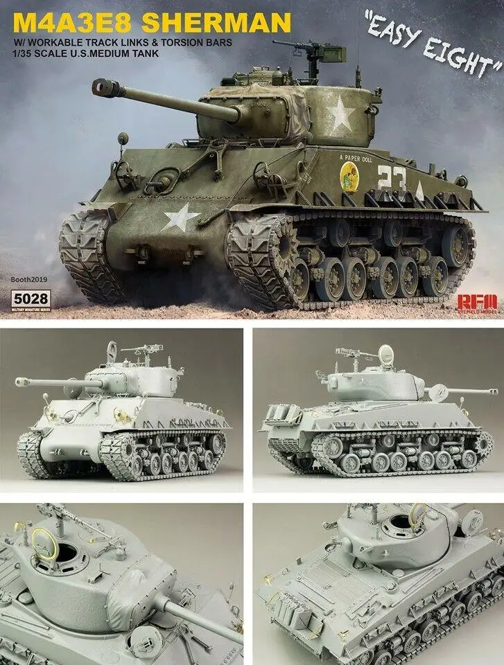 Ржаное поле 5028 1/35 M4A3E8 Шерман с работоспособными звеньями новая модель RMF