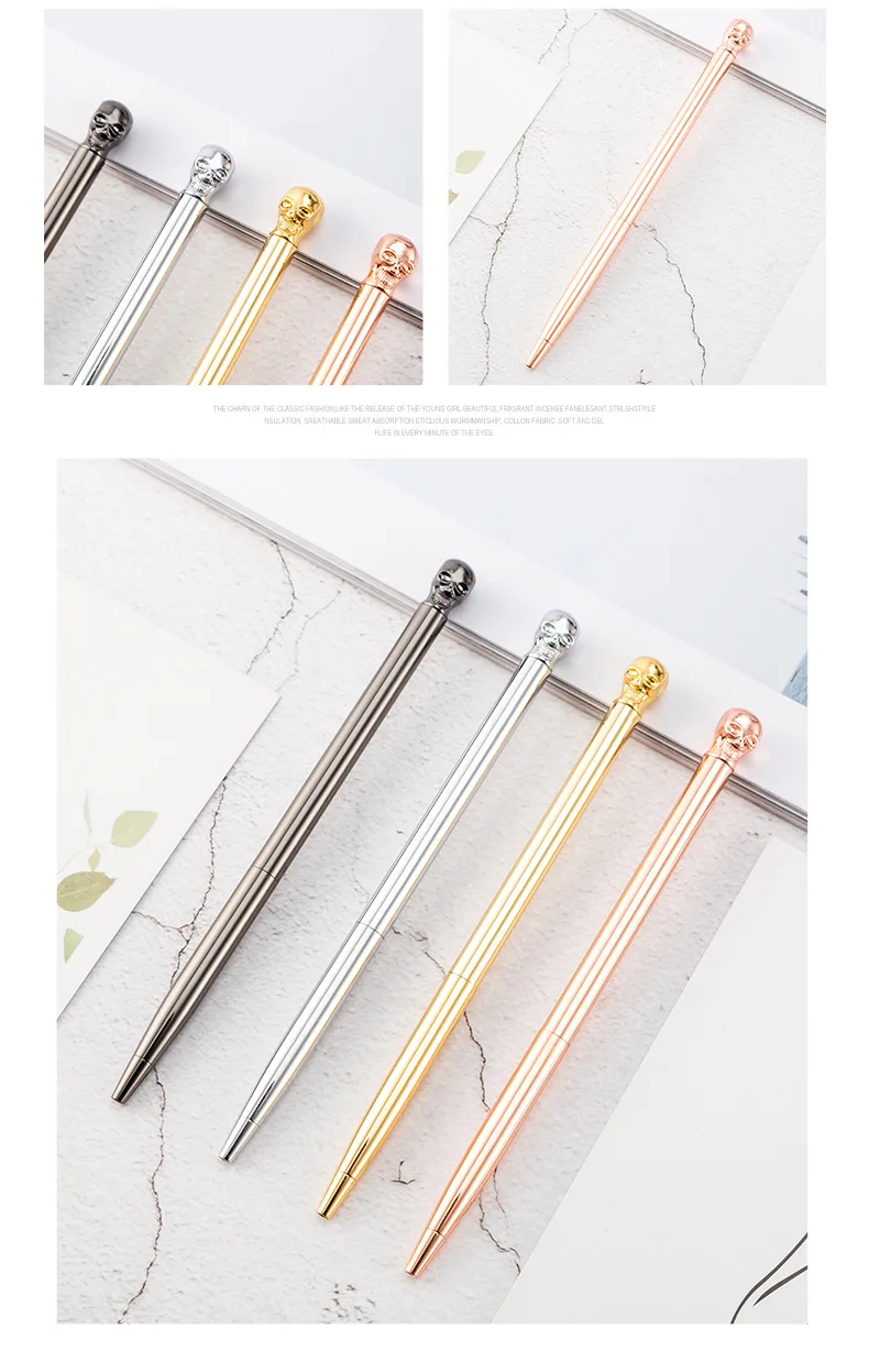 

1PC Luxury Ball Pens Novelty Skull Ballpoint Pens Metal Ball Pens For Kids Boys Gifts Office Supplies Korean Stationery