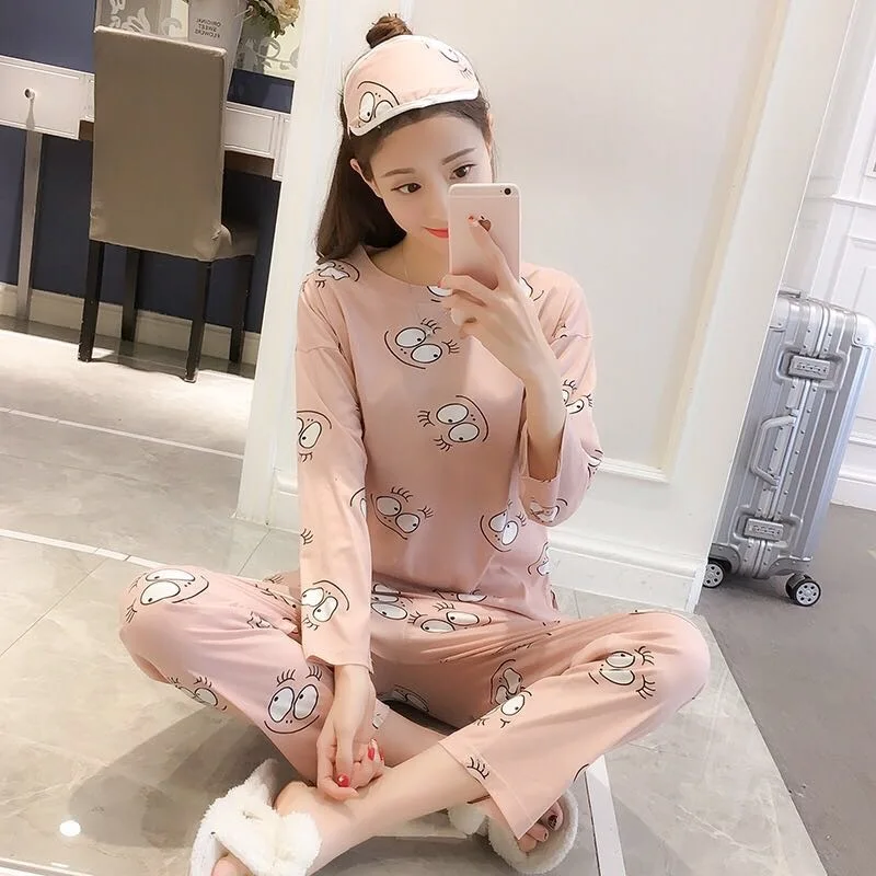 yanjiemao Пижамы с длинными рукавами, женский пижамный комплект, осенняя женская пижама с милыми животными, женский тонкий полный комплект домашней одежды - Цвет: yanjiemao