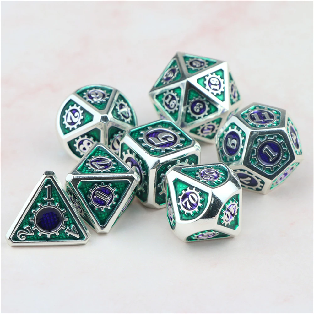 Металлические кости для настольных игр с сумкой D20 D12 D10 D8 D6 D4|Кубики| |