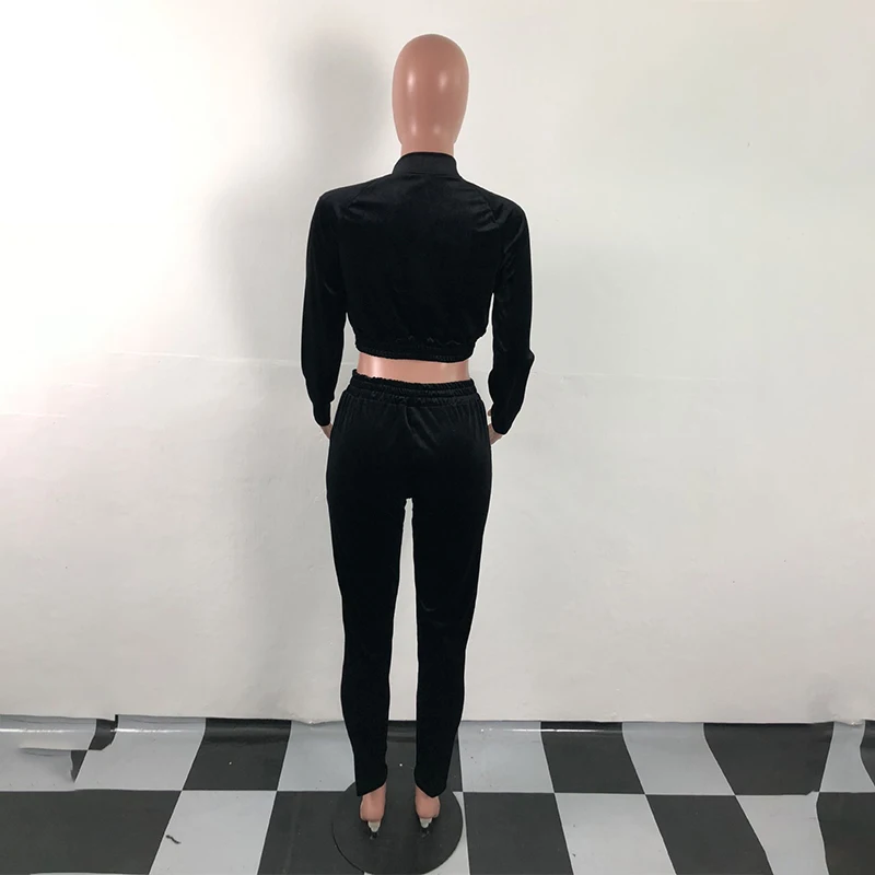 Gold Velvet Tracksuit Two Pants Piece Set Outfits Crop Top Black Loungewear Women Spodnie Damskie Dresy Conjuntos De Mujer
Gold Velvet Tracksuit Two Pants Piece Set Outfits Crop Top Black Loungewear Women Spodnie Damskie Dresy Conjuntos De Mujer
