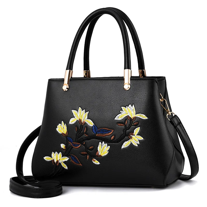 Новая модная женская сумка с текстурой личи вышивкой простая трендовая