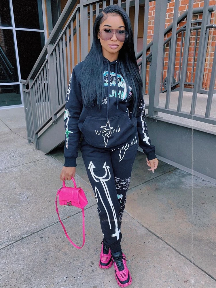 Женский осенне зимний комплект с толстовкой спортивные костюмы для женщин