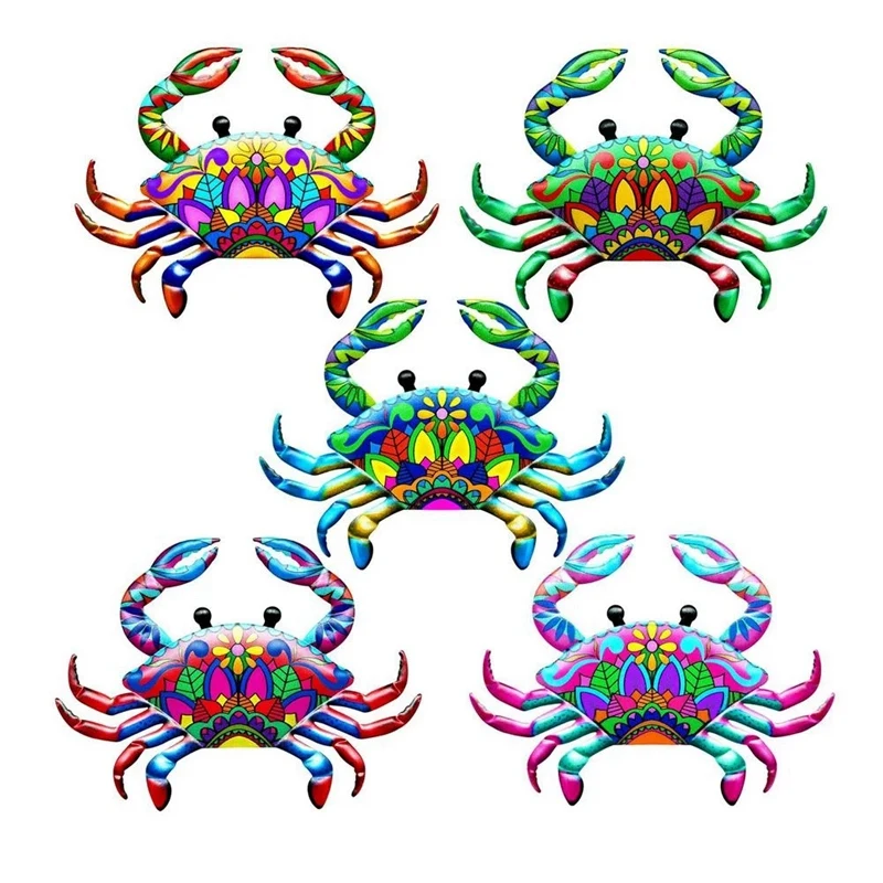 

5 Pcs Metal Crab Garden Wall Decor Outdoor Fence Art Sculpture Outside Hanging Decorations For Living Room, Bedroom