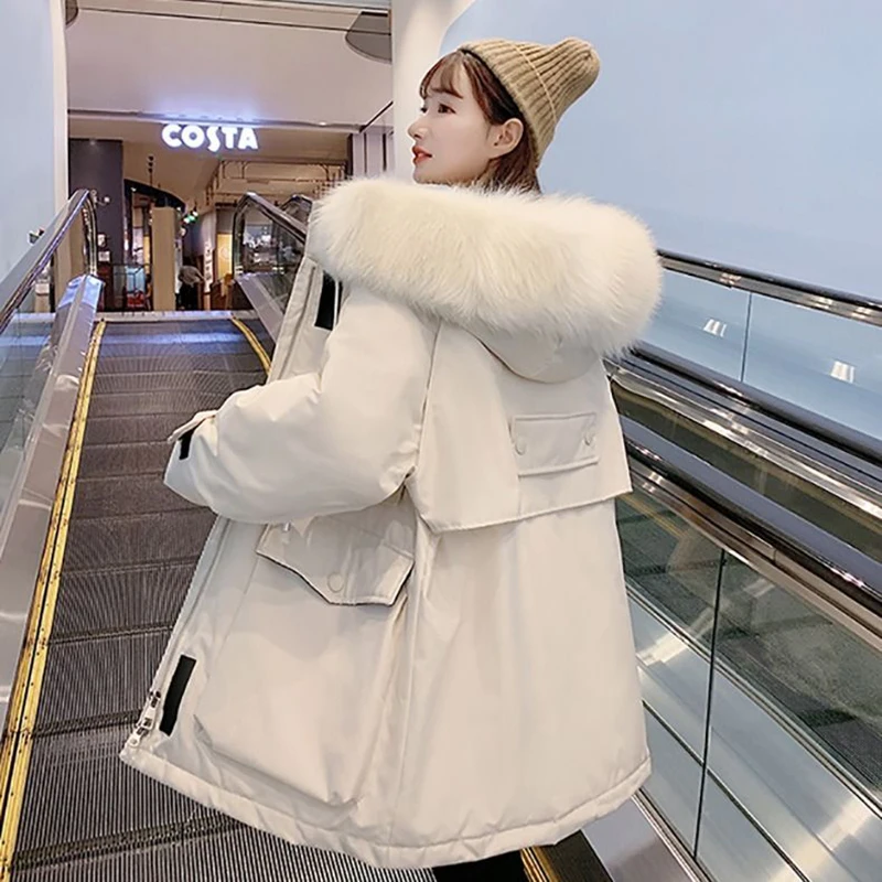 

Winter new style cotton-padded jacket women's mid-length student Korean style loose Hong Kong style down quilted jacket tooling
