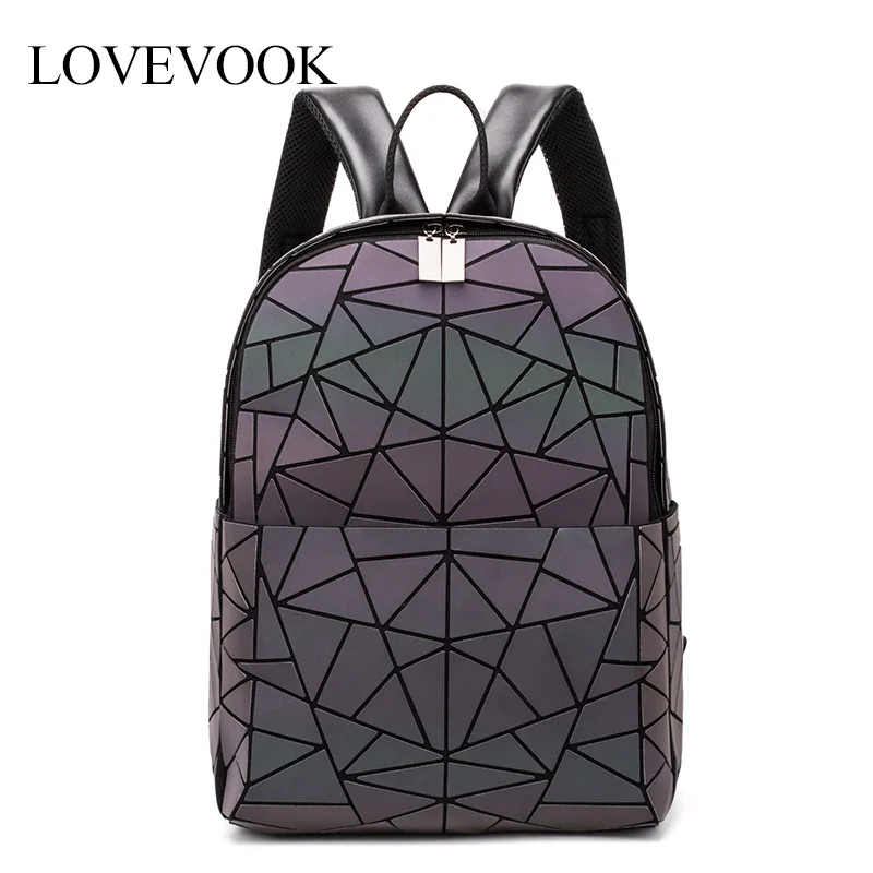 LOVEVOOK, женский рюкзак, школьная сумка для девочек-подростков, Большой Вместительный складной рюкзак, геометрический, светящийся, голографический, освежающий