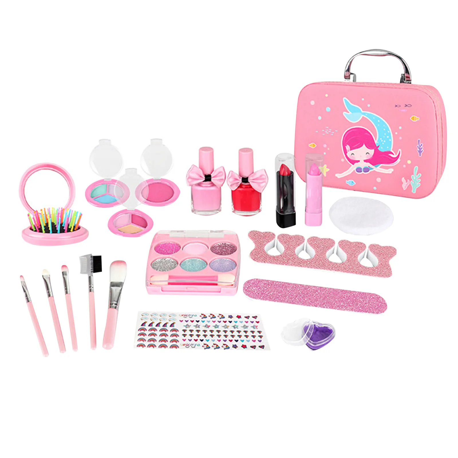 

Pretend Play Kid Pink Makeup Set Princess Hairdressing Simulation Plastic Toy For Girls Dressing Cosmetic Fashion Make Up Toys