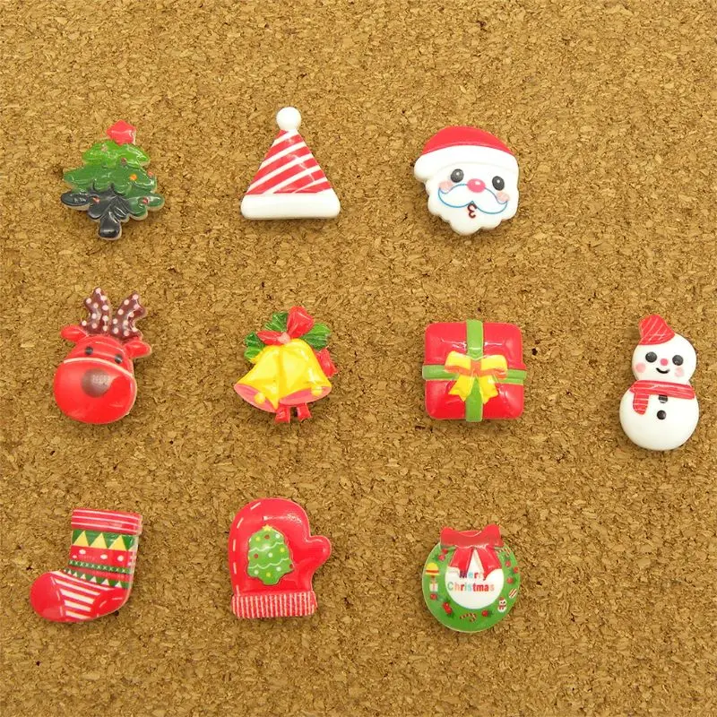

30PCS Decorative Map Thumbtacks Push Pins for Cork Board School Office Cartoon Stationery Christmas Gift