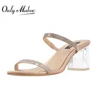 Onlymaker Женские сексуальные стразы на ремешках искусственные бриллианты без застежек крупные летние сандалии