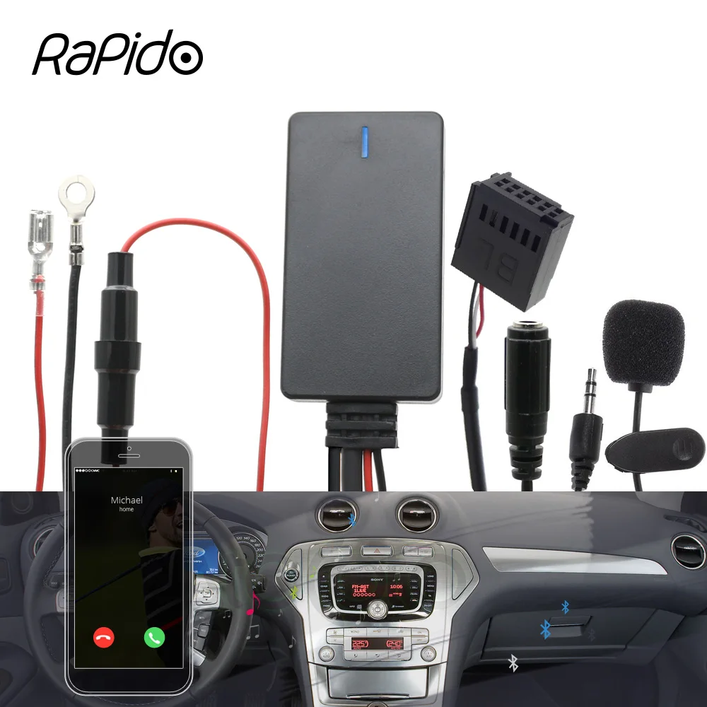 Bluetooth-совместимый автомобильный комплект микрофон гарнитура 12Pin AUX адаптер для Ford