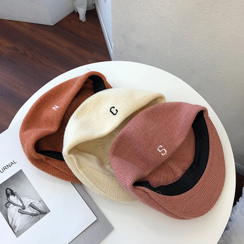 Берет шерстяной Женский Осенняя шапочка-бини однотонный винтажный | Аксессуары