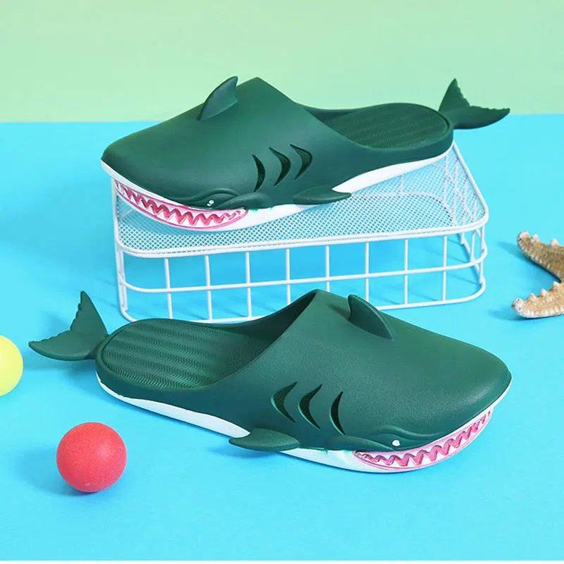 

AS Halloween Shark Beach Slippers Summer Fashion Men Sandals PVC Flat Breathable Zuecos Hombre Klompen Garden Fishing Shoes