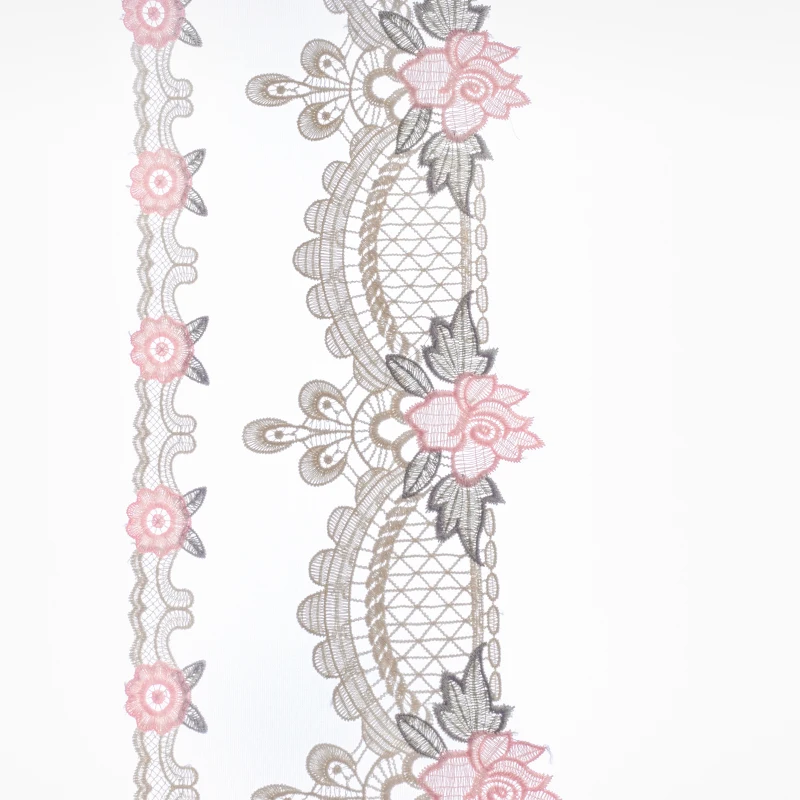2 ярда розовое кружево вышитая Цветочная тесьма для детской декоративной