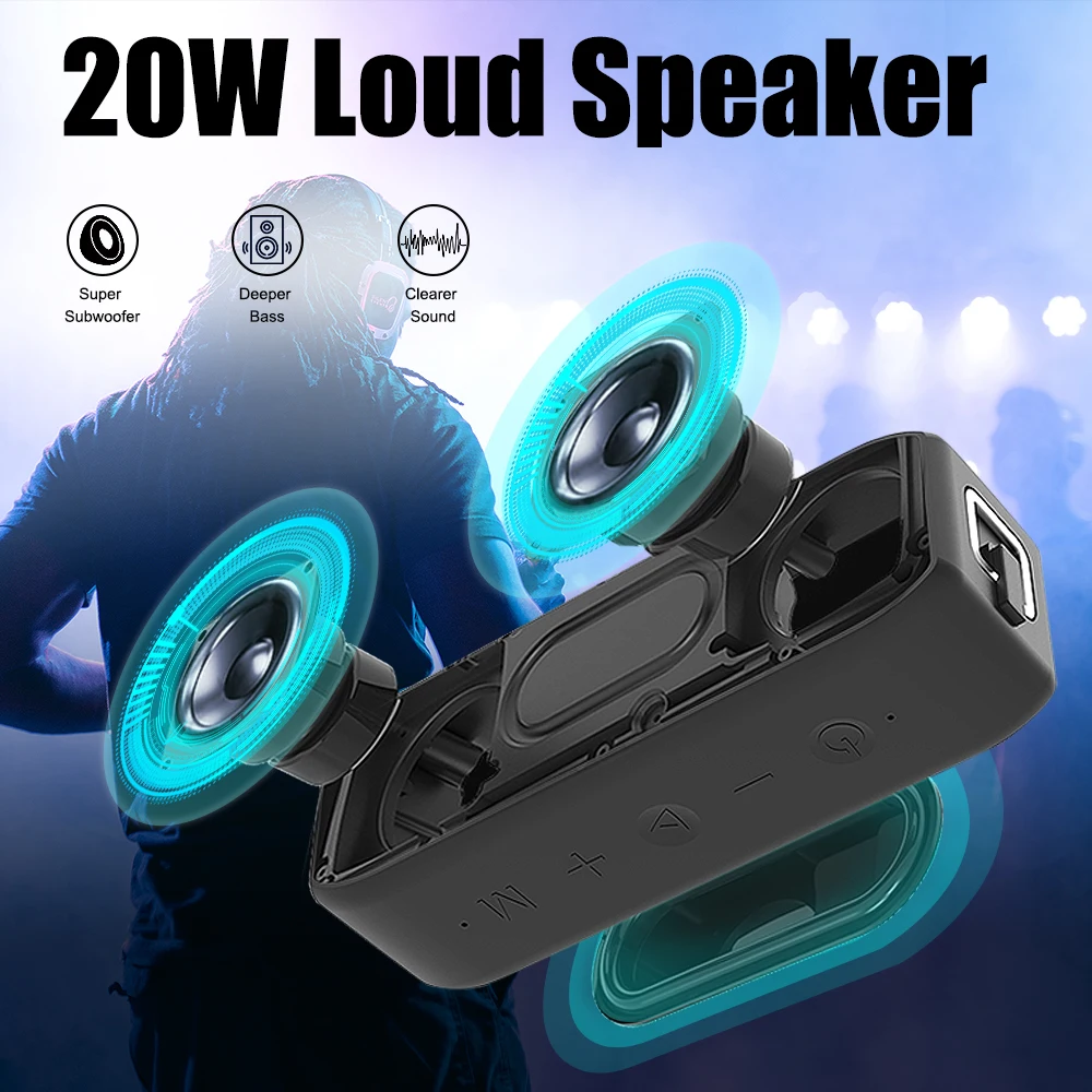 xdobo wing 2020 20w portable waterproof bluetooth speaker bt5 0 super bass type c usb dsp sound tws speakers soundbar subwoofer free global shipping