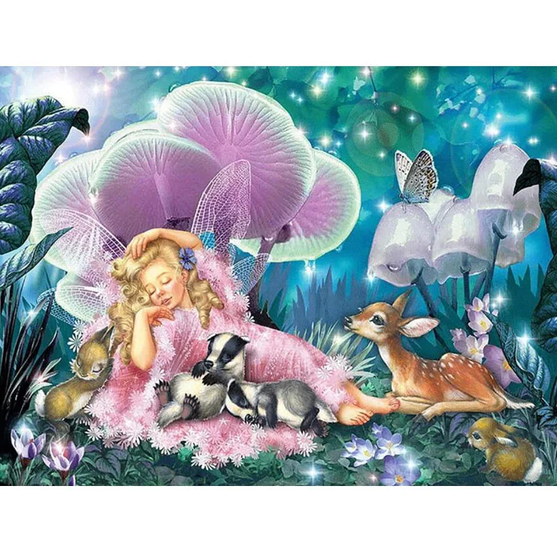 

Painting Full Round Drill DIY Diamond 5D Angel and Deer Embroidery Cross Stitch Picture Mosaic Wall Art Home Decor Handmade Gift